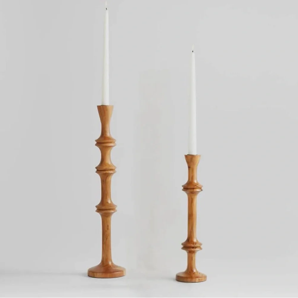 Crate & Barrel Wood Candle Holders